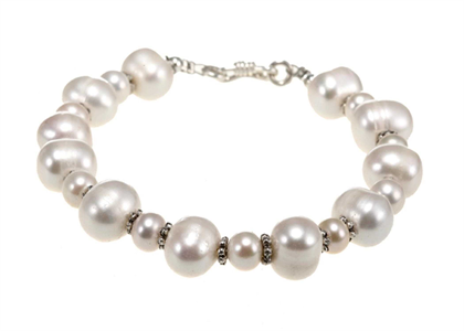 Silver Plated Womens Pearl Bracelet